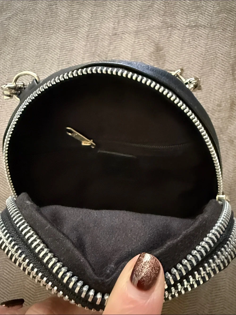 Black Leather Crossbody Bag with Ring Accent - NEW!